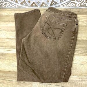 Chicos Platinum Denim Jeans Brown  Size 8 Short